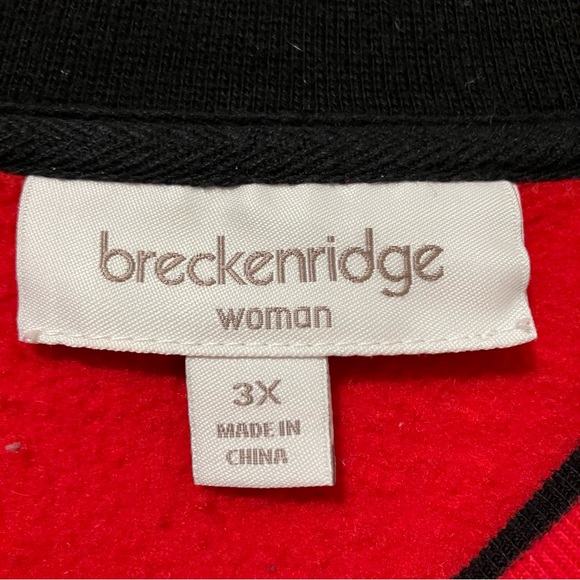 Breckenridge Woman Embroidered Snowman Red Double Collar Crewneck Sweatshirt - Picture 9 of 9